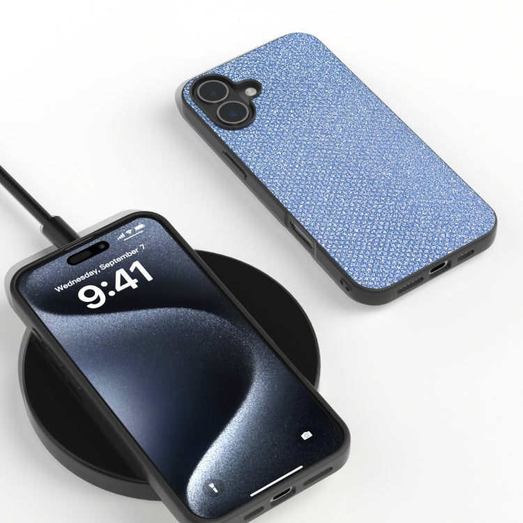 For iPhone 16 Diamond Black Frame Phone Case(Sapphire Blue) - iPhone 16 Cases by PMC TechLife | Online Shopping South Africa | PMC TechLife | Buy Now Pay Later Mobicred