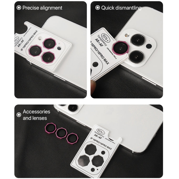 For iPhone 16 Pro / 16 Pro Max HD Lens Protective Film without Diamond(Rose Red) - iPhone 16 Pro Max Tempered Glass by PMC TechLife | Online Shopping South Africa | PMC TechLife | Buy Now Pay Later Mobicred