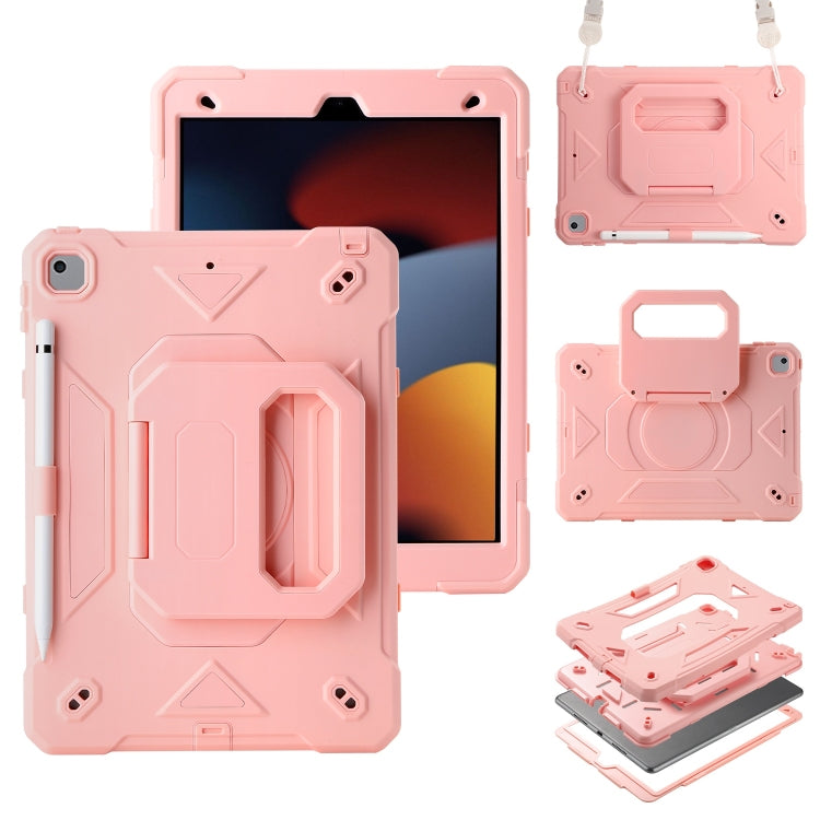 For iPad 10.2 2021 / 2020 / 2019 Legend Grip Holder Silicone Hybrid PC Tablet Case with Strap(Pink) - free shipping - PMC Jewellery - Order now!