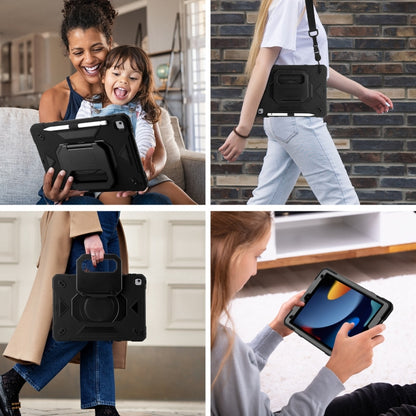 For iPad 10.2 2021 / 2020 / 2019 Legend Grip Holder Silicone Hybrid PC Tablet Case with Strap(Black) - iPad 10.2 Cases by PMC Jewellery | Online Shopping South Africa | PMC Jewellery | Buy Now Pay Later Mobicred