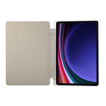 For Samsung Galaxy Tab S9 / S9 FE Carbon Fiber Clear Acrylic 3-Fold Leather Tablet Case(Grey) - Galaxy Tab S9 Cases by PMC Jewellery | Online Shopping South Africa | PMC Jewellery | Buy Now Pay Later Mobicred