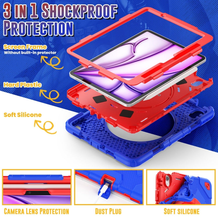 For iPad Air 11 2024 Spider Rotation Handle Silicone Hybrid PC Tablet Case(Red Blue) - iPad Air 11 2024 Cases by PMC Jewellery | Online Shopping South Africa | PMC Jewellery | Buy Now Pay Later Mobicred