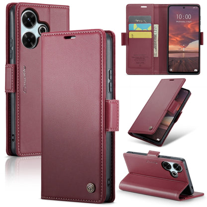 For Redmi 13 CaseMe 023 Butterfly Buckle Litchi Texture RFID Anti-theft Leather Phone Case(Wine Red) - Redmi 13 Cases by CaseMe | Online Shopping South Africa | PMC Jewellery | Buy Now Pay Later Mobicred