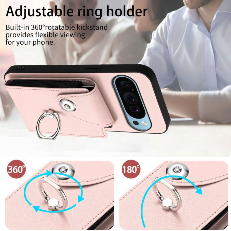 For Google Pixel 9 / 9 Pro Organ Card Bag Ring Holder Phone Case with Long Lanyard(Pink) - Google Cases by PMC TechLife | Online Shopping South Africa | PMC TechLife | Buy Now Pay Later Mobicred