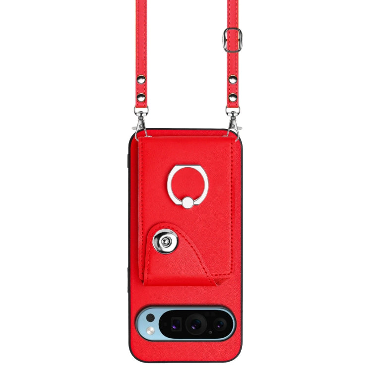 For Google Pixel 9 Pro XL Organ Card Bag Ring Holder Phone Case with Long Lanyard(Red) - Google Cases by PMC Jewellery | Online Shopping South Africa | PMC Jewellery | Buy Now Pay Later Mobicred