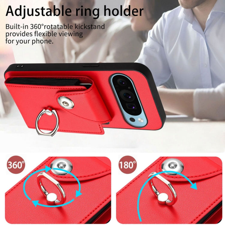 For Google Pixel 9 Pro XL Organ Card Bag Ring Holder Phone Case with Long Lanyard(Red) - Google Cases by PMC Jewellery | Online Shopping South Africa | PMC Jewellery | Buy Now Pay Later Mobicred