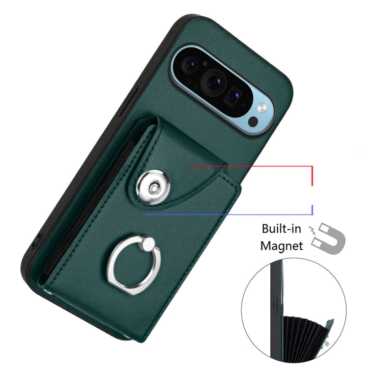 For Google Pixel 9 Pro XL Organ Card Bag Ring Holder Phone Case with Long Lanyard(Green) - Google Cases by PMC Jewellery | Online Shopping South Africa | PMC Jewellery | Buy Now Pay Later Mobicred