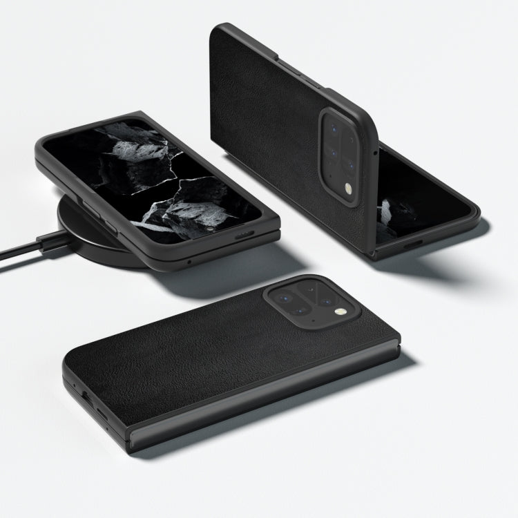 For Google Pixel 9 Pro Fold PU Leather Black Frame Full Coverage Phone Case(Black) - Google Cases by PMC TechLife | Online Shopping South Africa | PMC TechLife | Buy Now Pay Later Mobicred