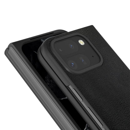 For Google Pixel 9 Pro Fold PU Leather Black Frame Full Coverage Phone Case(Black) - Google Cases by PMC Jewellery | Online Shopping South Africa | PMC Jewellery | Buy Now Pay Later Mobicred