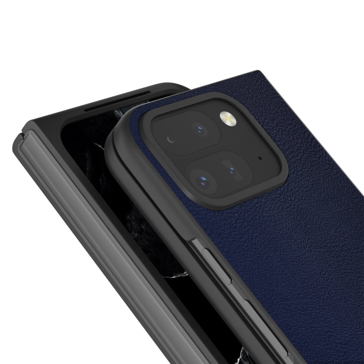 For Google Pixel 9 Pro Fold PU Leather Black Frame Full Coverage Phone Case(Dark Blue) - Google Cases by PMC TechLife | Online Shopping South Africa | PMC TechLife | Buy Now Pay Later Mobicred