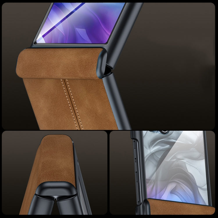 For Motorola Razr 50 Ultra Integrated Film Hinge Folding PU Phone Case(Grey) - Motorola Cases by PMC TechLife | Online Shopping South Africa | PMC TechLife | Buy Now Pay Later Mobicred