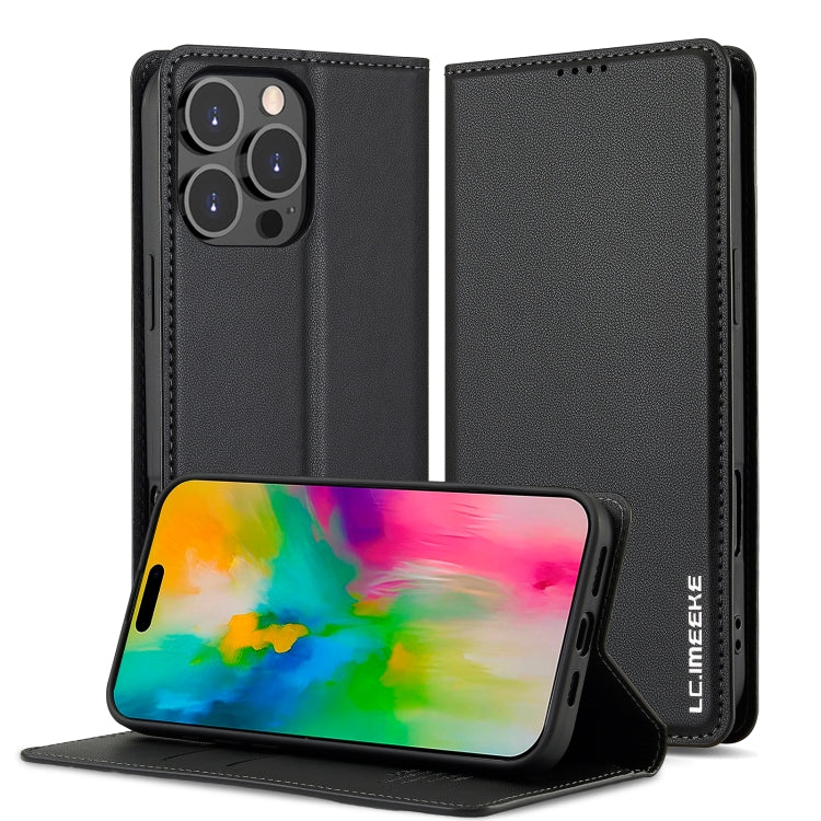 For iPhone 16 Pro LC.IMEEKE L1 Series Frosted Fine Texture PU Phone Case(Black) - iPhone 16 Pro Cases by LC.IMEEKE | Online Shopping South Africa | PMC TechLife | Buy Now Pay Later Mobicred