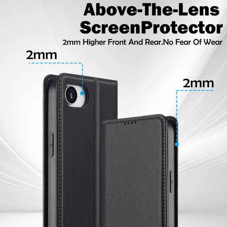 For iPhone 16e LC.IMEEKE L1 Series Frosted Fine Texture PU Phone Case(Black) - iPhone 16e Cases by LC.IMEEKE | Online Shopping South Africa | PMC TechLife | Buy Now Pay Later Mobicred