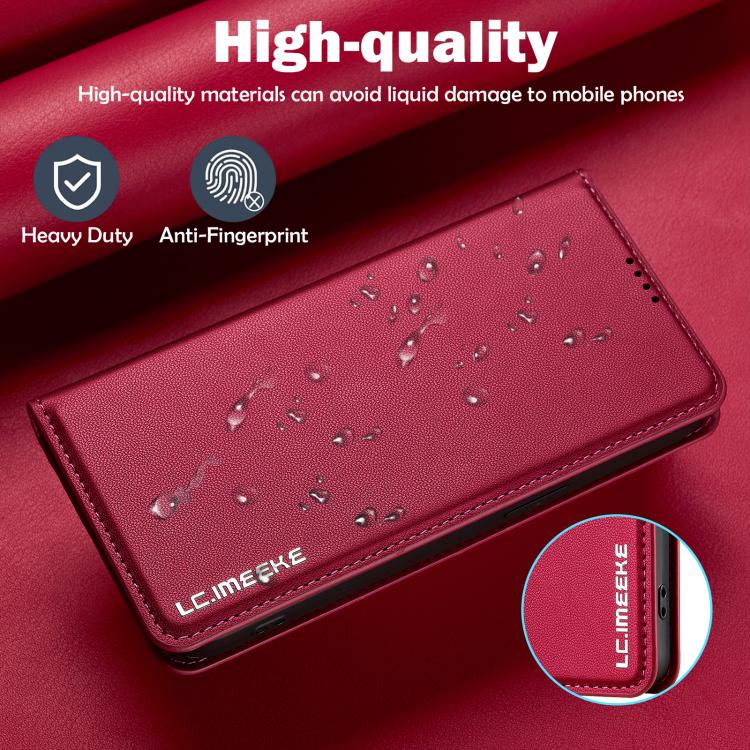 For iPhone 16e LC.IMEEKE L1 Series Frosted Fine Texture PU Phone Case(Red) - iPhone 16e Cases by LC.IMEEKE | Online Shopping South Africa | PMC TechLife | Buy Now Pay Later Mobicred
