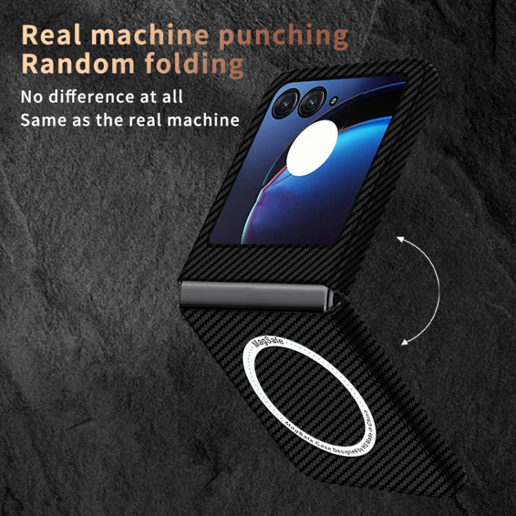 For Motorola Razr 50 Carbon Fiber Texture MagSafe Magnetic Phone Case(Black Silver) - Motorola Cases by PMC TechLife | Online Shopping South Africa | PMC TechLife | Buy Now Pay Later Mobicred