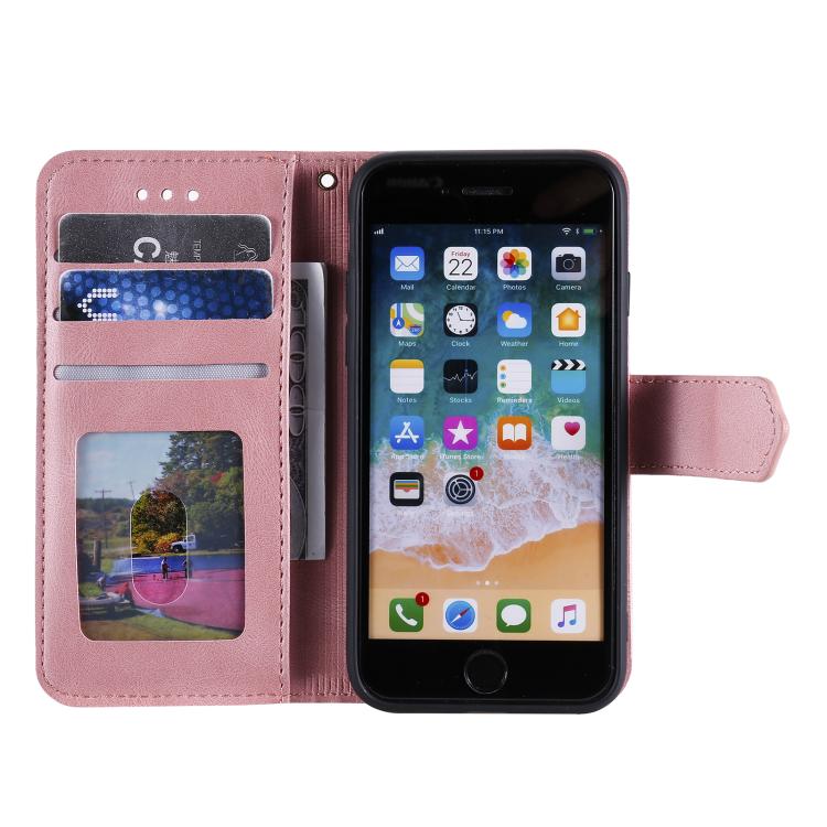 For iPhone 16e Nail Skin Feel Stitching Calf Texture Leather Phone Case(Rose Gold) - free shipping - PMC TechLife - Order now!