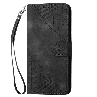 For Redmi K70 YX0080 Grid Butterfly Embossed Pattern Flip Leather Phone Case with Lanyard(Black) - K70 Cases by PMC Jewellery | Online Shopping South Africa | PMC Jewellery | Buy Now Pay Later Mobicred