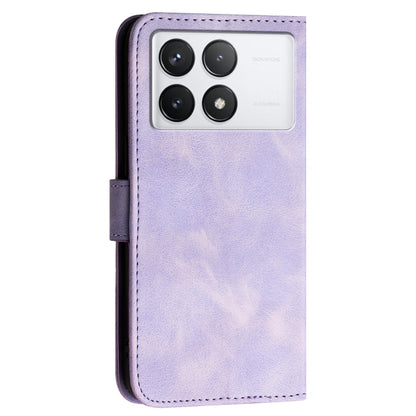 For Redmi K70 YX0080 Grid Butterfly Embossed Pattern Flip Leather Phone Case with Lanyard(Light Purple) - K70 Cases by PMC Jewellery | Online Shopping South Africa | PMC Jewellery | Buy Now Pay Later Mobicred