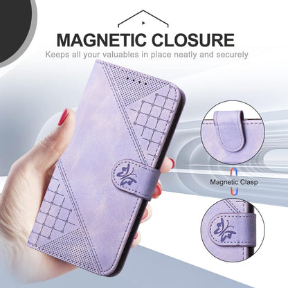 For Redmi K70 YX0080 Grid Butterfly Embossed Pattern Flip Leather Phone Case with Lanyard(Light Purple) - K70 Cases by PMC Jewellery | Online Shopping South Africa | PMC Jewellery | Buy Now Pay Later Mobicred