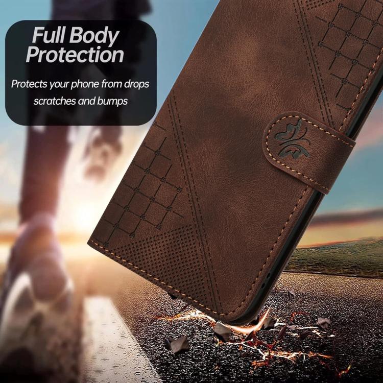 For iPhone 17 YX0080 Grid Butterfly Embossed Pattern Flip Leather Phone Case with Lanyard(Coffee) - free shipping - PMc TechLife - Order now!