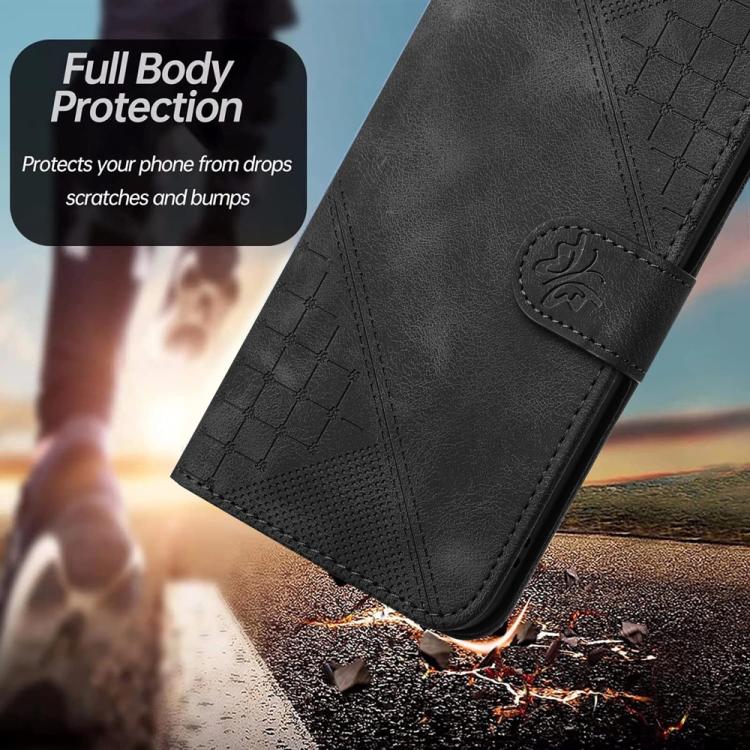 For iPhone 17 Pro Max YX0080 Grid Butterfly Embossed Pattern Flip Leather Phone Case with Lanyard(Black) - free shipping - PMc TechLife - Order now!