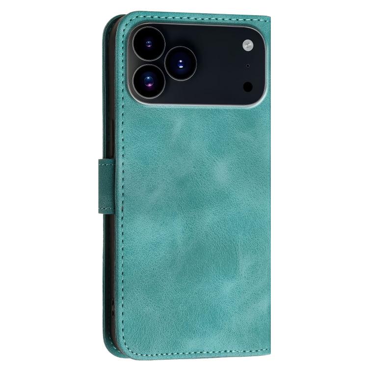 For iPhone 17 Pro YX0080 Grid Butterfly Embossed Pattern Flip Leather Phone Case with Lanyard(Light Blue) - free shipping - PMc TechLife - Order now!