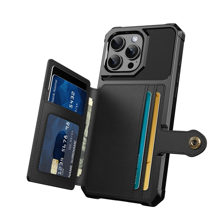 For iPhone 16 Pro Magnetic Wallet Card Bag Leather Phone Case(Black) - iPhone 16 Pro Cases by PMC Jewellery | Online Shopping South Africa | PMC Jewellery | Buy Now Pay Later Mobicred