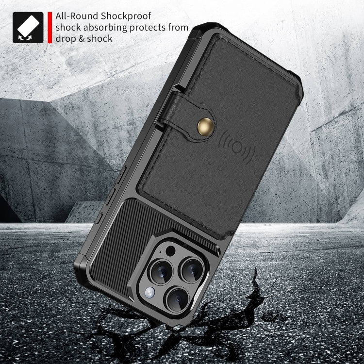 For iPhone 16 Pro Magnetic Wallet Card Bag Leather Phone Case(Black) - iPhone 16 Pro Cases by PMC Jewellery | Online Shopping South Africa | PMC Jewellery | Buy Now Pay Later Mobicred