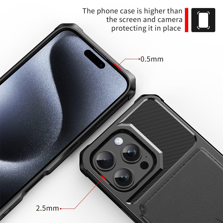 For iPhone 16 Pro Magnetic Wallet Card Bag Leather Phone Case(Black) - iPhone 16 Pro Cases by PMC TechLife | Online Shopping South Africa | PMC TechLife | Buy Now Pay Later Mobicred