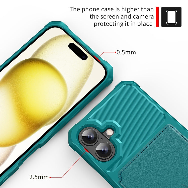 For iPhone 16 Plus Magnetic Wallet Card Bag Leather Phone Case(Cyan) - iPhone 16 Plus Cases by PMC Jewellery | Online Shopping South Africa | PMC Jewellery | Buy Now Pay Later Mobicred