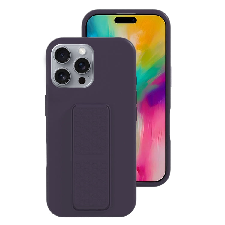 For iPhone 16 Pro Liquid Silicone Holder Phone Case(Dark Purple) - iPhone 16 Pro Cases by PMC Jewellery | Online Shopping South Africa | PMC Jewellery | Buy Now Pay Later Mobicred