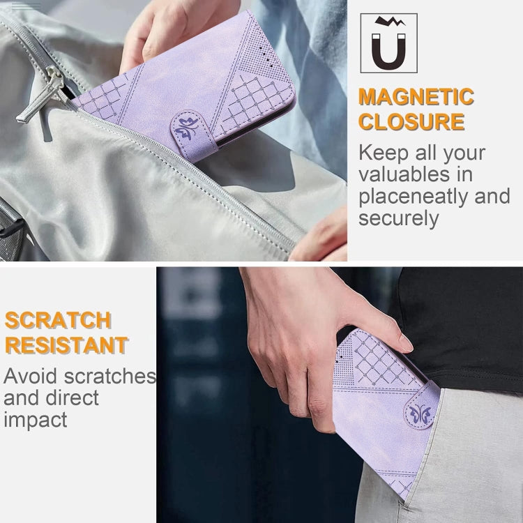 For Google Pixel 9 Pro XL Grid Butterfly Embossed Pattern Leather Phone Case with Lanyard(Light Purple) - free shipping - PMC TechLife - Order now!
