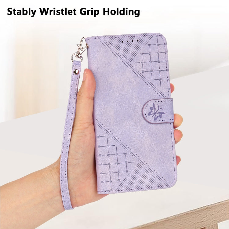 For Google Pixel 9 Pro XL Grid Butterfly Embossed Pattern Leather Phone Case with Lanyard(Light Purple) - free shipping - PMC TechLife - Order now!