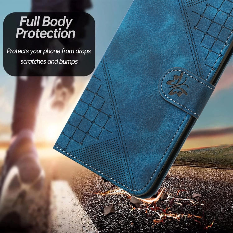 For Google Pixel 9 / 9 Pro YX0080 Grid Butterfly Embossed Pattern Flip Leather Phone Case with Lanyard(Dark Blue) - Google Cases by PMC TechLife | Online Shopping South Africa | PMC TechLife | Buy Now Pay Later Mobicred