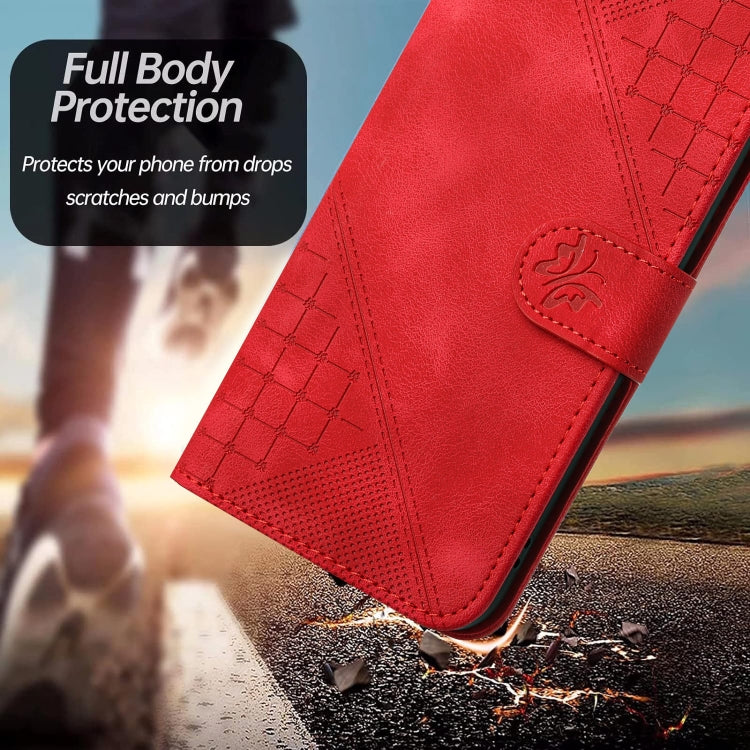 For Google Pixel 9 / 9 Pro YX0080 Grid Butterfly Embossed Pattern Flip Leather Phone Case with Lanyard(Red) - Google Cases by PMC TechLife | Online Shopping South Africa | PMC TechLife | Buy Now Pay Later Mobicred