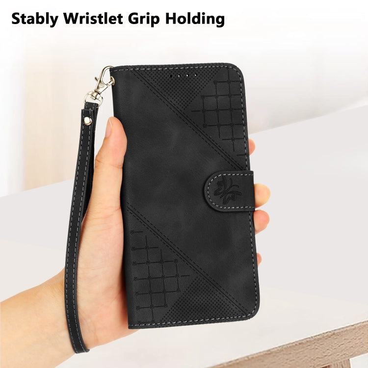 For Google Pixel 9 / 9 Pro Grid Butterfly Embossed Pattern Leather Phone Case with Lanyard(Black) - Google Cases by PMC TechLife | Online Shopping South Africa | PMC TechLife | Buy Now Pay Later Mobicred