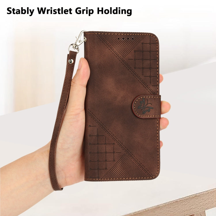 For Google Pixel 9 / 9 Pro YX0080 Grid Butterfly Embossed Pattern Flip Leather Phone Case with Lanyard(Coffee) - Google Cases by PMC TechLife | Online Shopping South Africa | PMC TechLife | Buy Now Pay Later Mobicred