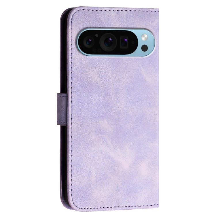 For Google Pixel 9 / 9 Pro YX0080 Grid Butterfly Embossed Pattern Flip Leather Phone Case with Lanyard(Light Purple) - Google Cases by PMC TechLife | Online Shopping South Africa | PMC TechLife | Buy Now Pay Later Mobicred