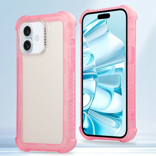 For iPhone 16 Plus Transparent Matte TPU Hybrid PC 3-in-1 Phone Case(Pink) - iPhone 16 Plus Cases by PMC Jewellery | Online Shopping South Africa | PMC Jewellery | Buy Now Pay Later Mobicred