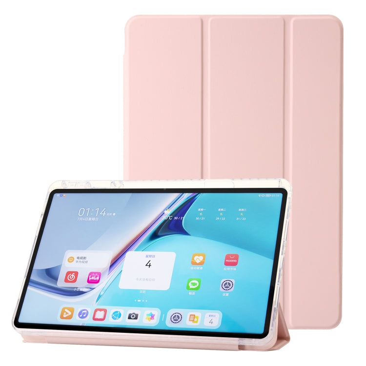 For Huawei Matepad SE 11 2024 Clear Acrylic 3-Fold Leather Tablet Case(Pink) - Huawei by PMC Jewellery | Online Shopping South Africa | PMC Jewellery | Buy Now Pay Later Mobicred