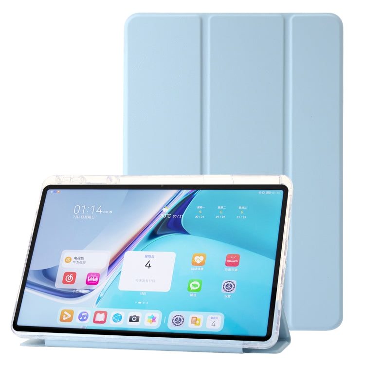 For Huawei Matepad SE 11 2024 Clear Acrylic 3-Fold Leather Tablet Case(Ice Blue) - Huawei by PMC Jewellery | Online Shopping South Africa | PMC Jewellery | Buy Now Pay Later Mobicred