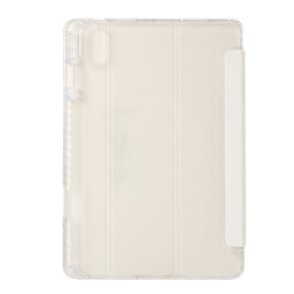 For Huawei Matepad SE 11 2024 Clear Acrylic 3-Fold Leather Tablet Case(White) - Huawei by PMC Jewellery | Online Shopping South Africa | PMC Jewellery | Buy Now Pay Later Mobicred