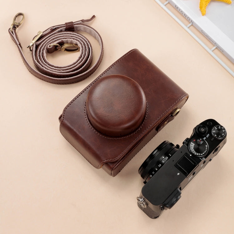 For FUJIFILM X100VI Full Body Leather Camera Case Bag with Strap(Brown) - Leather Bag by PMC TechLife | Online Shopping South Africa | PMC TechLife | Buy Now Pay Later Mobicred