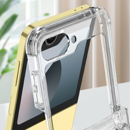 For Samsung Galaxy Z Flip6 GKK Clear Airbag Hinge Full Coverage Phone Case with Ring / Metal Chain(Gold) - Galaxy Z Flip6 5G Cases by GKK | Online Shopping South Africa | PMC Jewellery | Buy Now Pay Later Mobicred