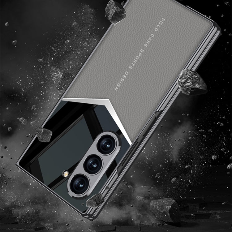 For Samsung Galaxy Z Fold6 GKK Integrated Plating Leather Knight Full Coverage Phone Case(Grey) - free shipping - PMC Jewellery - Order now!