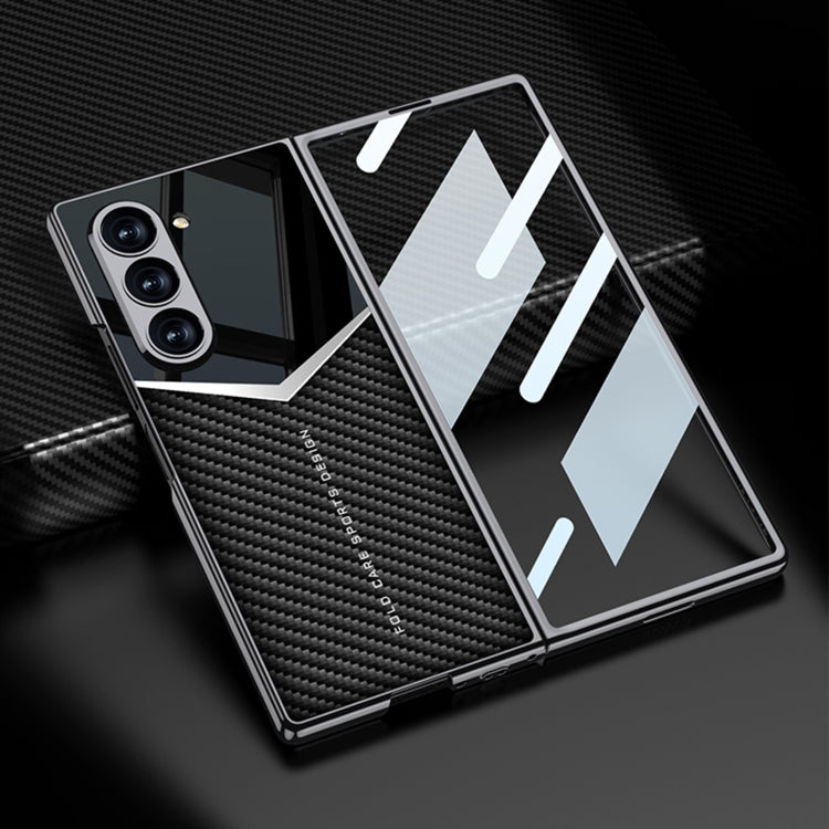 For Samsung Galaxy Z Fold6 GKK Integrated Plating Leather Knight Full Coverage Phone Case(Carbon Fibre) - Galaxy Z Fold6 5G Cases by GKK | Online Shopping South Africa | PMC Jewellery | Buy Now Pay Later Mobicred