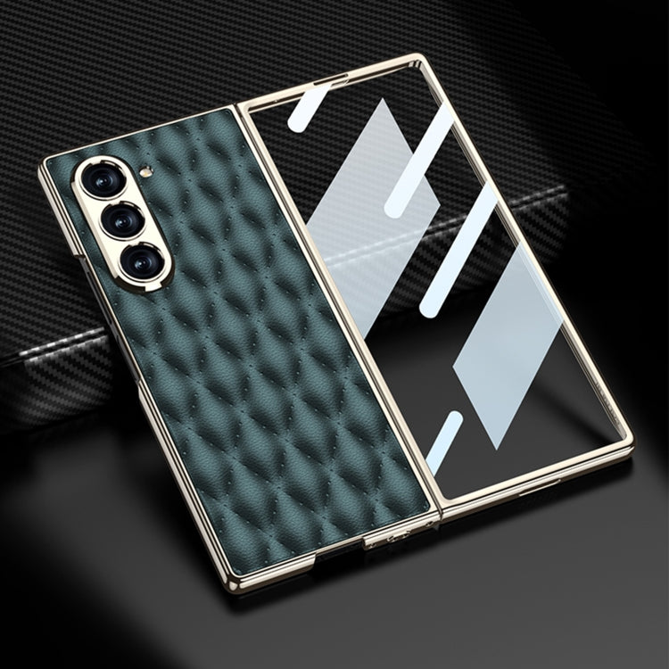 For Samsung Galaxy Z Fold6 GKK Integrated Plating Leather Rhombus Texture Full Coverage Phone Case(Grey) - Galaxy Z Fold6 5G Cases by GKK | Online Shopping South Africa | PMC Jewellery | Buy Now Pay Later Mobicred