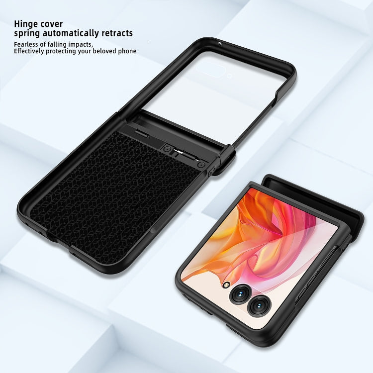For Motorola Razr 50 Ultra Integrated Fold Hinge Grid Texture Phone Case(Orange) - Motorola Cases by PMC TechLife | Online Shopping South Africa | PMC TechLife | Buy Now Pay Later Mobicred