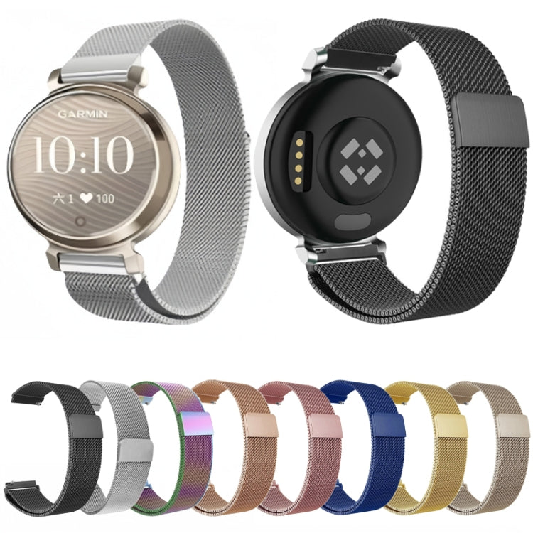 For Garmin Lily 2 14mm Milan Stainless Steel Watch Band(Blue) - Watch Bands by PMc TechLife | Online Shopping South Africa | PMc TechLife | Buy Now Pay Later Mobicred