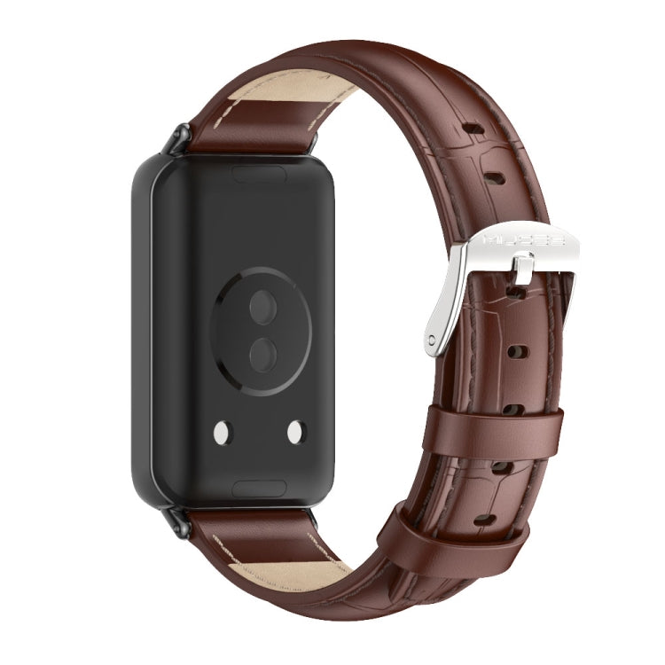 For Honor Band 10 / 9 MIJOBS Cowhide Leather Watch Band(Bamboo Coffee Black) - free shipping - PMc TechLife - Order now!